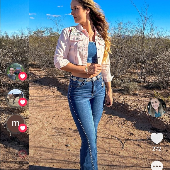 Blue Denim Jeans with Studded Detailing - Picture 3 of 6